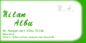 milan albu business card